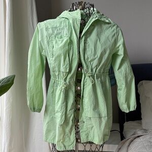 Zara Mint Green Hooded Rain Jacket